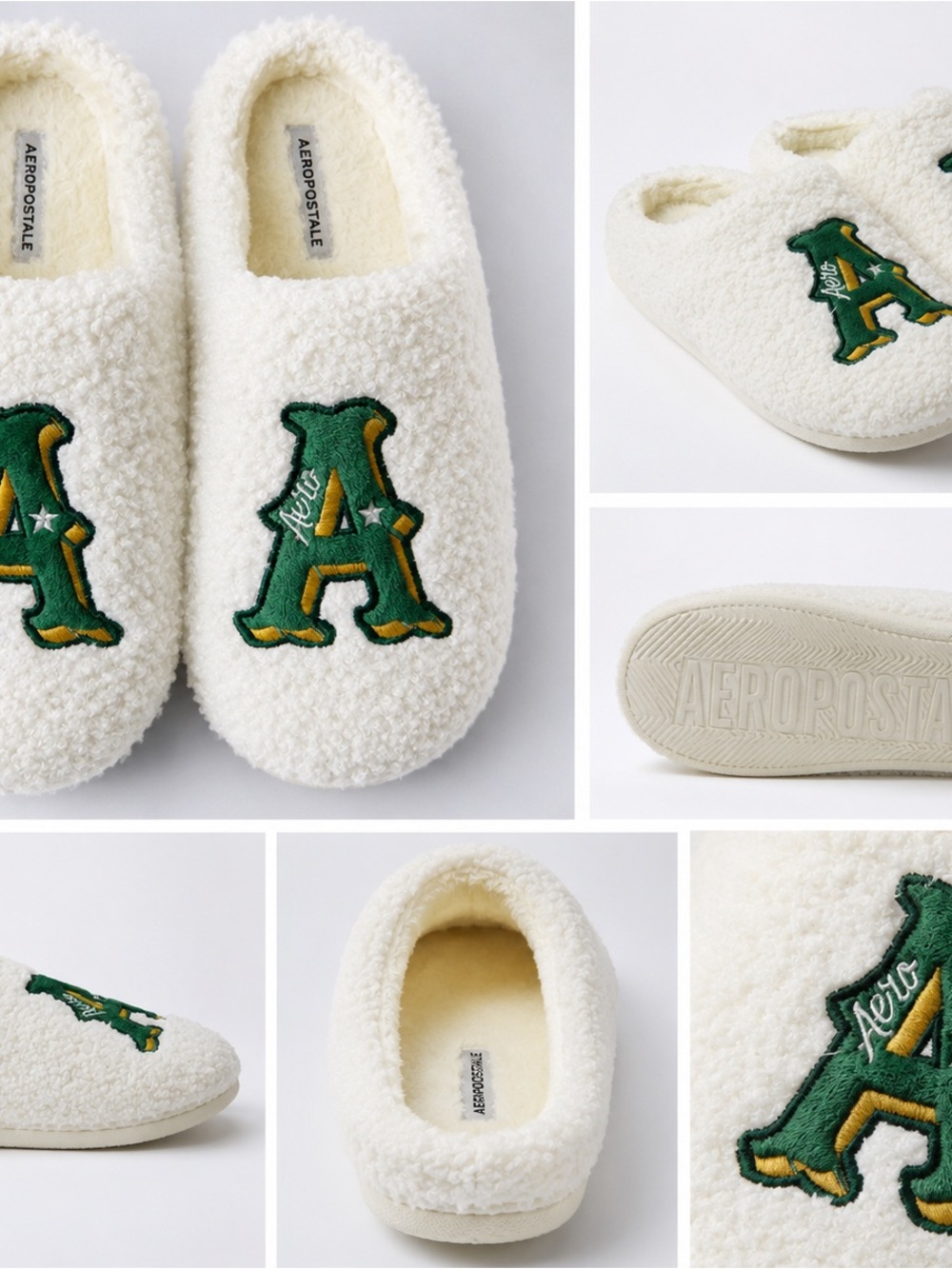 Aeropostale Cream Sherpa Slip-On Slippers